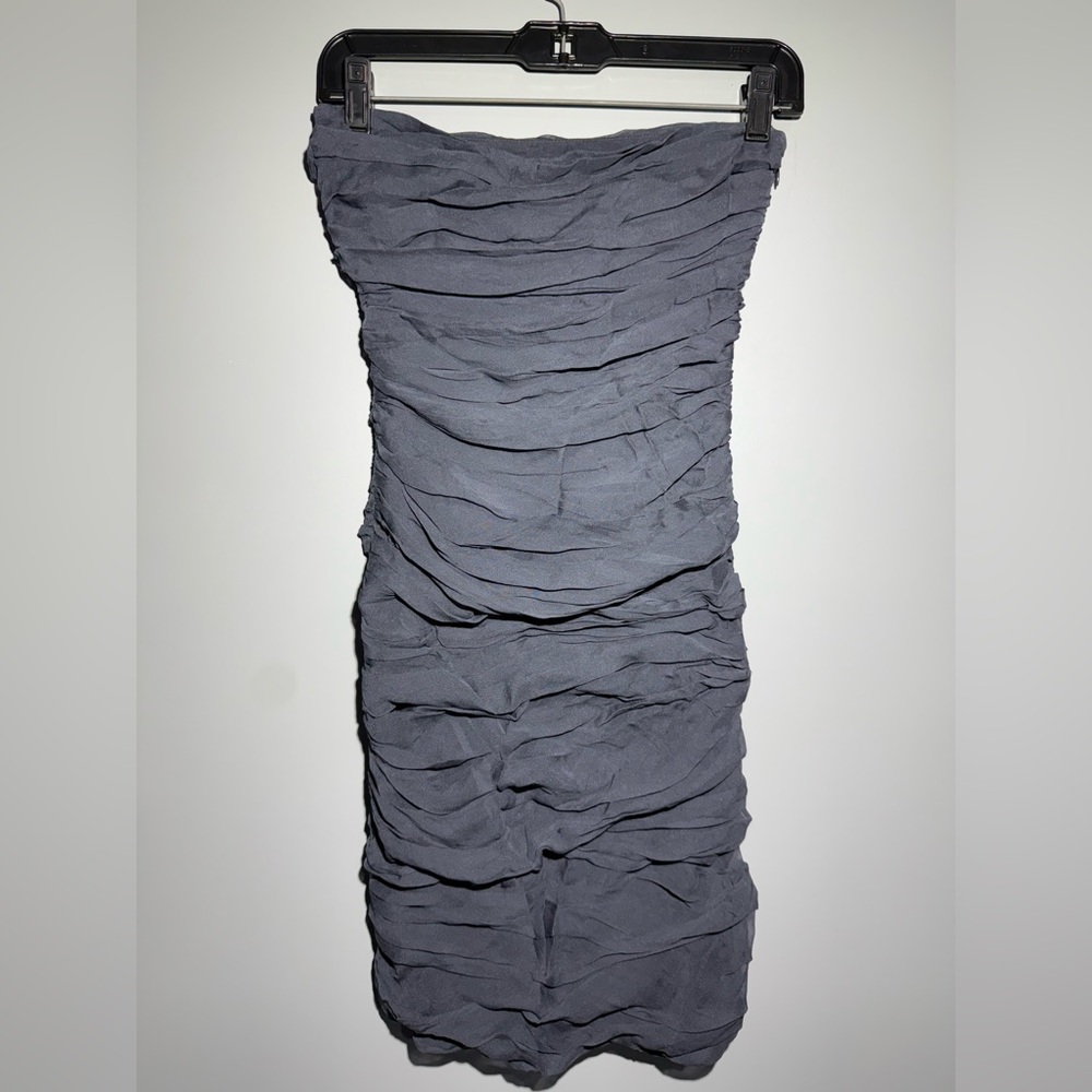 Diane Von Furstenberg Strapless Dark Gray Silk Dress